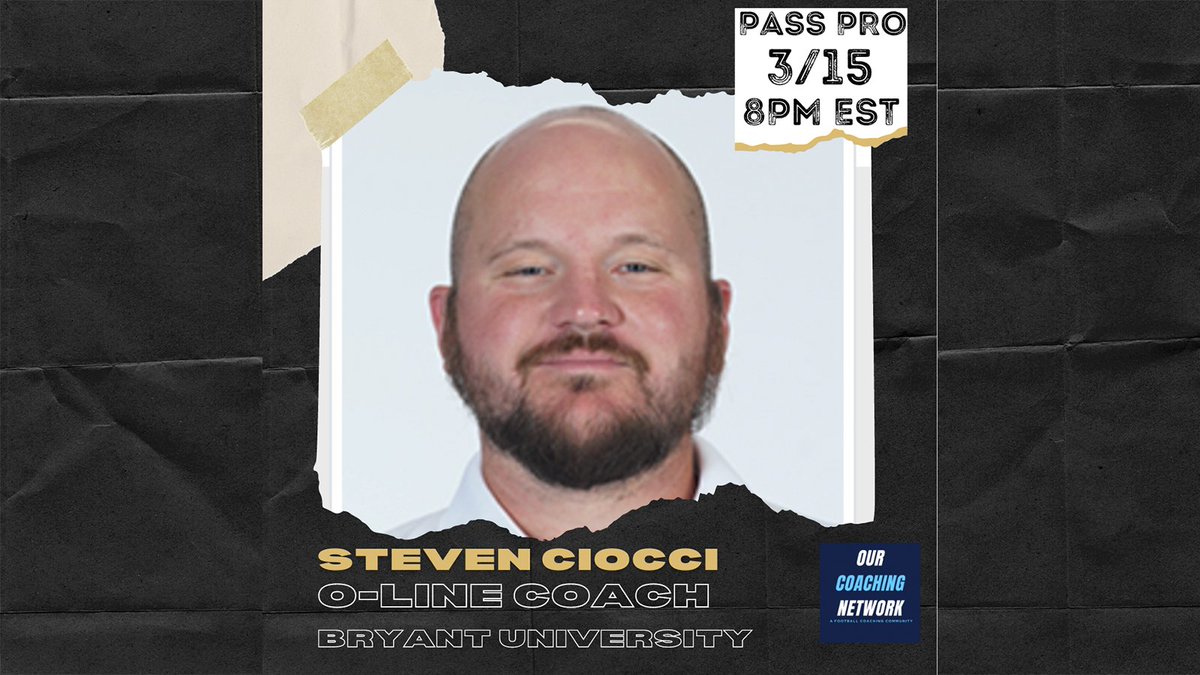 Our Coaching Network | A Football Coach Community (@ourcoachingnet) on Twitter photo 🏈Pass Protection🏈
Excited to add <a href="/CoachCiocci/">Steven Ciocci</a>, O-Line Coach & Run Game Coordinator <a href="/BryantUFootball/">Bryant Football</a>, to our March Virtual Clinic Lineup!
Topic: 5/6/7 man pass protection - Scheme and Changing your Sets Up Front ✅
RSVP now on the Events Page at OurCoachingNetwork.com📈 🏈Pass Protection🏈
Excited to add <a href="/CoachCiocci/">Steven Ciocci</a>, O-Line Coach & Run Game Coordinator <a href="/BryantUFootball/">Bryant Football</a>, to our March Virtual Clinic Lineup!
Topic: 5/6/7 man pass protection - Scheme and Changing your Sets Up Front ✅
RSVP now on the Events Page at OurCoachingNetwork.com📈