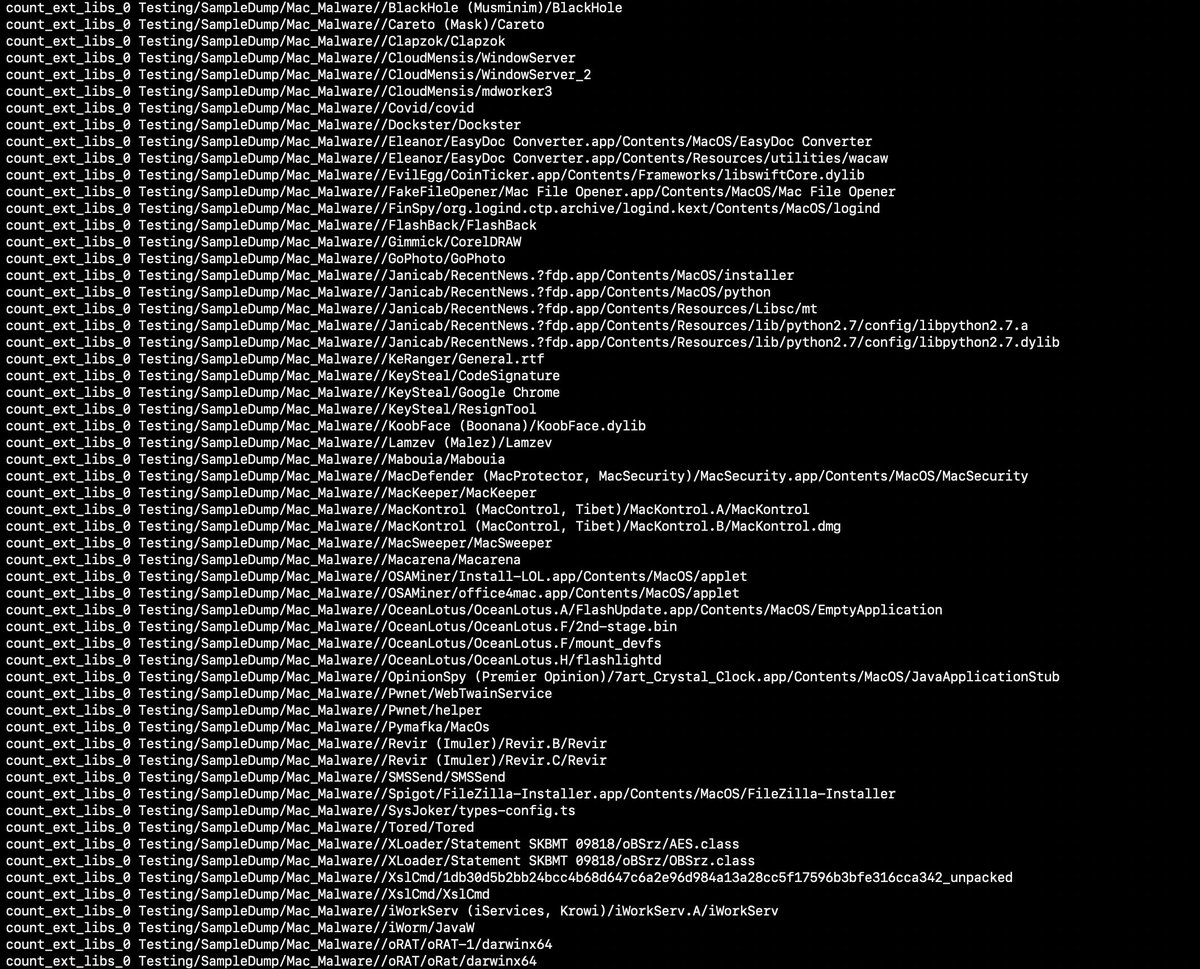 #100DaysofYARA tons of tasty info can be pulled from Macho headers, especially Load commands! Lets get a generic count of LOAD_DYLIB commands to quantify the amount of external libraries are used - no idea if any # is suspicious

github.com/100DaysofYARA/…