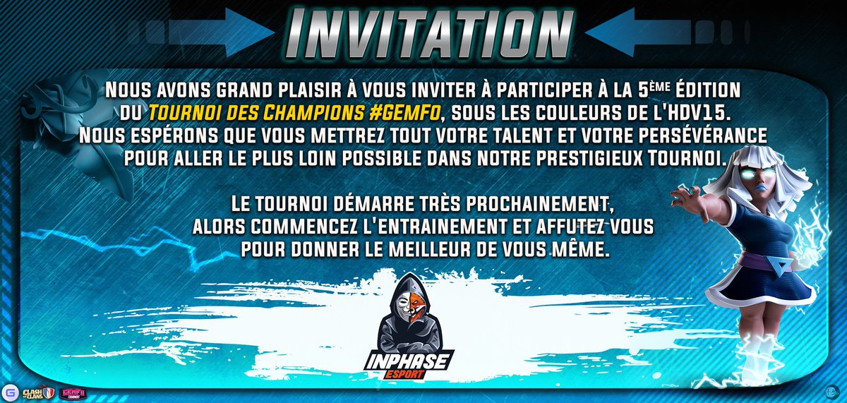 Un grand merci a tout le staff <a href="/GEmFo_/">#GEmFo</a> pour l'invitation. Ainsi qu'à <a href="/gouloulou_coc/">Gouloulou</a> pour la confiance. On essaiera de se montrer à la hauteur de l'événement. 💪🏼🙏🏼

#GoINPHASE