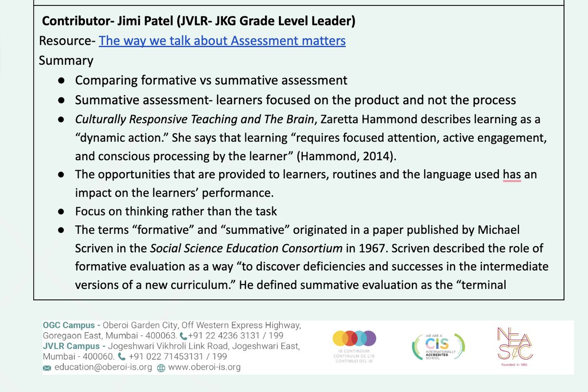 veenadsilva's tweet photo. Thanks to OISJVLR faculty for contributing, challenging,and extending our thinking by sharing assessment articles for discussions,questions,and affirmations as we begin the journey of reviewing the assessmentpolicy.@jimips @Shruts210 @KrshmaMehra @DimpleR49965975 @peducharme https://t.co/jF3qJcsJUb