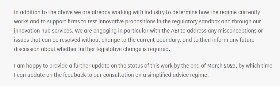 yuille_rob's tweet photo. 5. Good to have @BritishInsurers work with FCA on the advice boundary and pensions cited. This ought to be helpful, but will not be sufficient - wider change is needed through its holistic review. But at least helpful to acknowledge that legislative change is a possible outcome https://t.co/UVeDhIXAQr