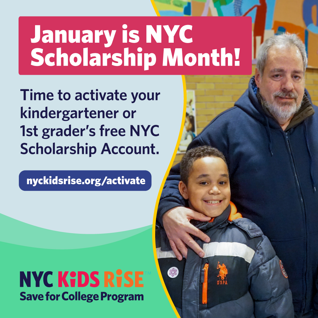 NYCYouth's tweet photo. January is #NYCScholarshipMonth! ​​That means kindergarteners + 1st graders across the five boroughs have FREE NYC Scholarship Accounts with an initial $100 from @NYCKidsRISE that their families can activate now: https://t.co/OZ6X5cOsl0 https://t.co/zE2GK2Z67l