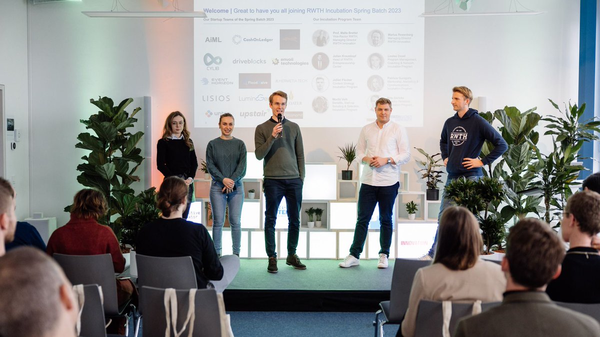 RWTHInnovation's tweet photo. Welcome to the 15 start-ups in the #SpringBatch2023 of our #RWTHIncubationProgram: #AiML, CashOnLedger , Cheetah AI, Circonomit, cylib, driveblocks, envoii technologies, #EventHorizon, #FloodWaive, #OmnivoreRecycling, Lisios, LuminoGen, The Oater, Untap &amp; upstair!
#ESCNRW @RWTH https://t.co/wYW6zfhKuX