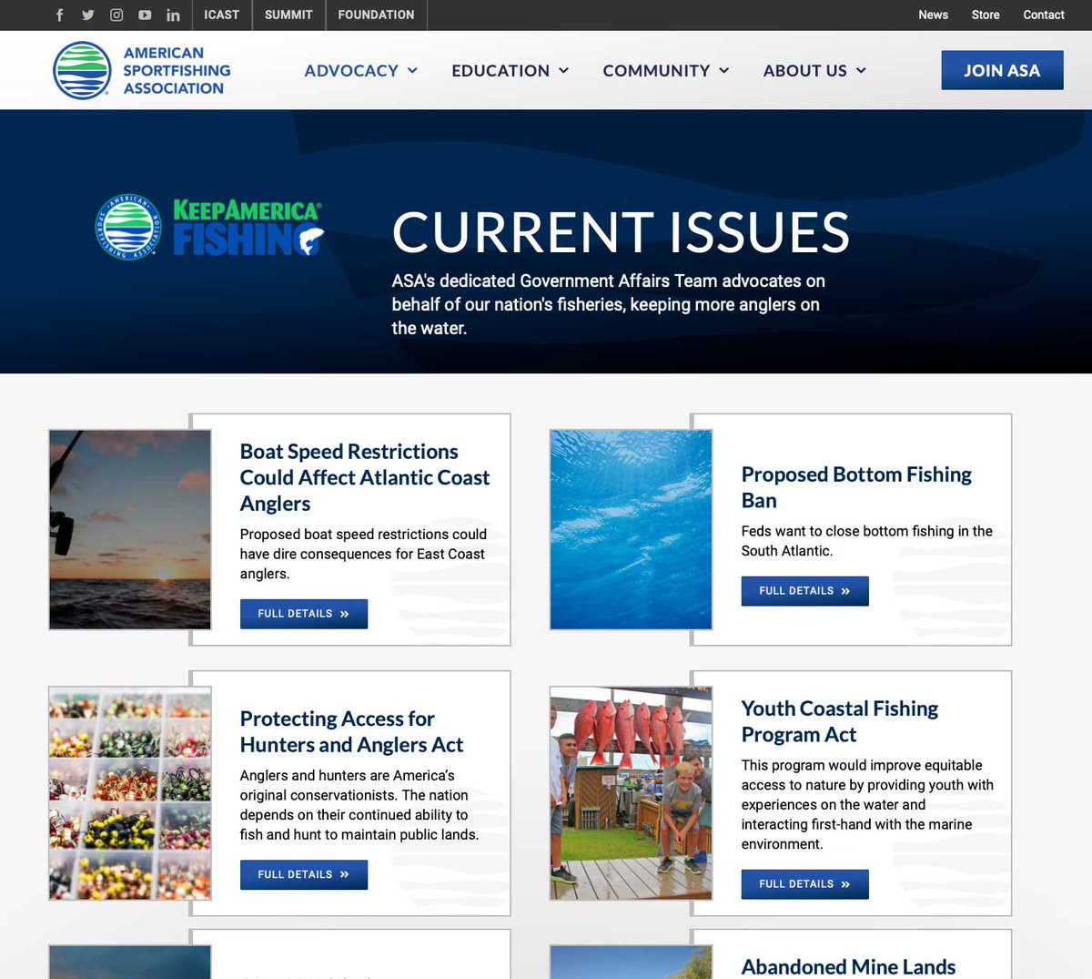 ASAFishing's tweet photo. Have you checked out the new https://t.co/cfL25sQ9EJ? Read the Key Issues our Government Affairs Team is advocating for on behalf of our nation's fisheries, keeping more anglers on the water. ๐ https://t.co/cK5gdKrI62
#ASAWorksForYou #KeepAmericaFishing https://t.co/rYqVZAsZZM
