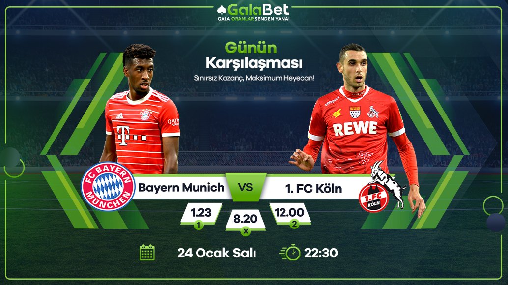 🇩🇪 Bundesliga

Bayern Munich vs 1.FC Köln
⏰ Bugün, 22:30

Kazanç sınırı olmadan, güvenilir bahis imkanı için hemen 
giriş yapın galalink.io/sosyal✨

♠️ Gala, Oranlar Senden Yana!