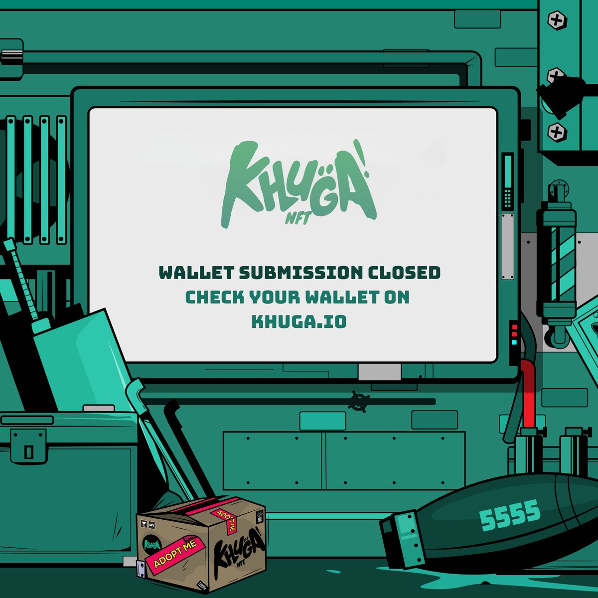 𝗞𝗛𝗨𝗚𝗔 (@khugaverse) on Twitter photo ⏳TIME'S UP! Wallet submission is closed!
🔎Check your status via WL checker on our website khuga.io. 
⚠️Still have "wallet not registered" issues? You still have time to resolve it on our Discord until tomorrow 10 AM EST. ⏳TIME'S UP! Wallet submission is closed!
🔎Check your status via WL checker on our website khuga.io. 
⚠️Still have "wallet not registered" issues? You still have time to resolve it on our Discord until tomorrow 10 AM EST.