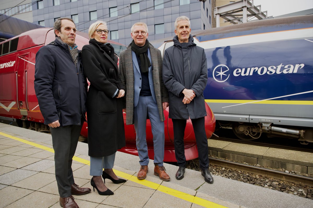 CFanichet's tweet photo. La nouvelle marque #EurostarGroup dévoilée aujourd’hui, avec un réseau unifié et une offre plus forte, sera celle d’un champion européen de la grande vitesse. Une ambition: doubler le nombre de voyageurs d’ici 2030. Nous avons tous les atouts pour réussir ce magnifique challenge! https://t.co/Jq9ACDKO5L
