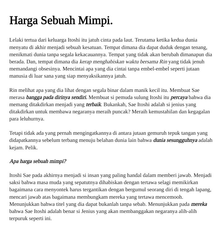 justrintarou's tweet photo. ; sae itoshi
harga sebuah mimpi

a #bluelock au
written by. justrintarou
—— https://t.co/bwwYQyZPKi
