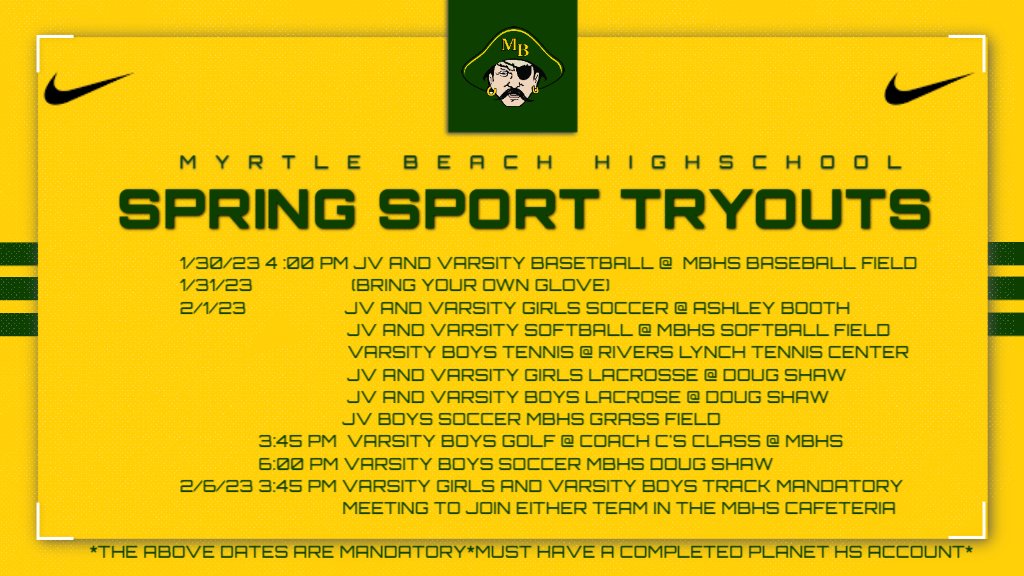 Check out the Spring Sports Tryouts, Seahawks!