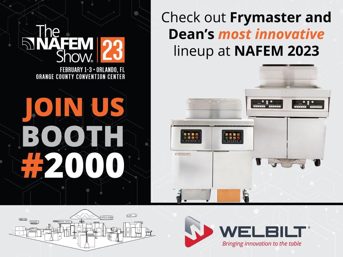 WelbiltInc's tweet image. Be sure to check out the most intuitive fryer on the market from Frymaster and Dean's most durable and versatile fryer design yet! Visit booth #2000 at @TheNAFEMShow, Feb 1-3! ecs.page.link/7DNJ8

#welbilt #frymaster #dean #aligroupfs #foodserviceequipment #NAFEM23