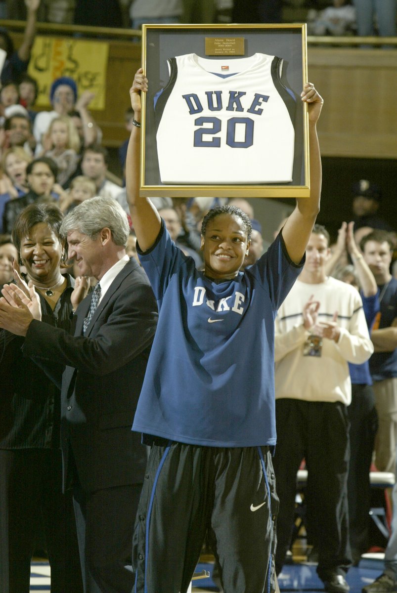 DukeATHLETICS's tweet photo. Hang it in the Rafters 

On this day in 2004, @Alanabeard20 became the first @DukeWBB player in school history to have her jersey retired. 

#DukeOnThisDay https://t.co/gdyZmjfHnA