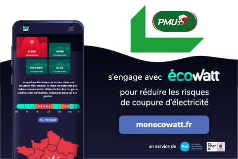 pmu's tweet photo. Dans le cadre de sa démarche #RSE et en tant qu’entreprise responsable et engagée, le PMU a signé la charte #EcoWatt pour la #sobriétéénergétique apportant ainsi sa contribution au plan national de réduction de la consommation d’énergie 
@rte_france #tousengagés #PourTous https://t.co/qvU6htML0L