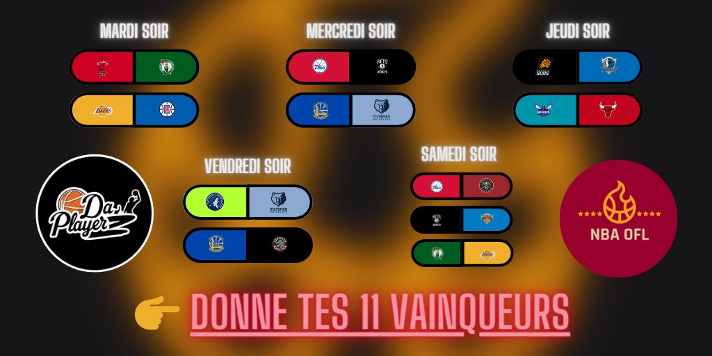 taurusbet's tweet image. #DPZxOFL #RivalsWeek

💸25€ + une invitation pour la @OFL_nba à gagner 

➡️Pour fêter la semaine "rivals" de la #NBA, RT + donne tes vainqueurs des 11 matchs (listés en commentaire ou sur l'image) 🏀

Le gagnant est celui qui aura le + de bons gagnants sur ces affiches 🔥🔥🔥
