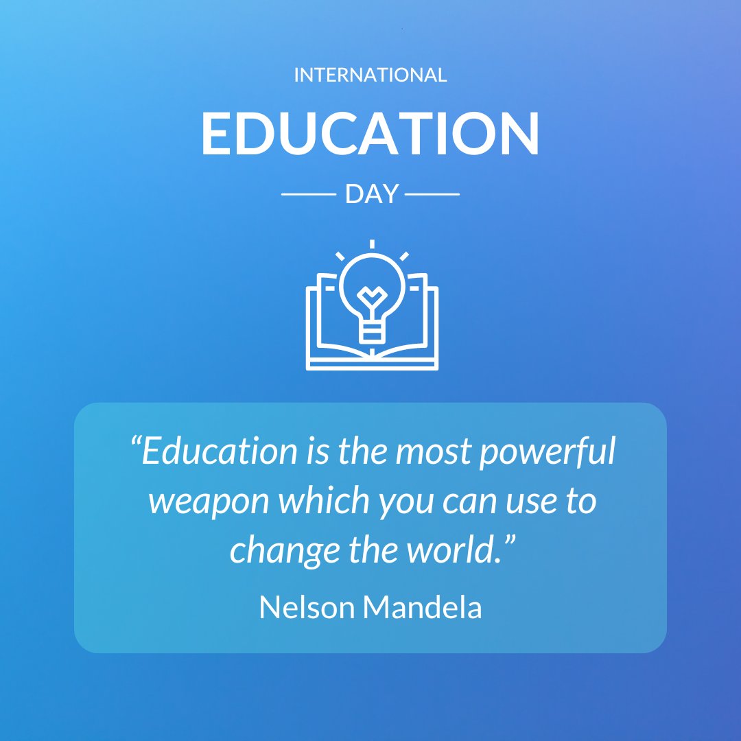 Happy International Day of Education 👩🏽‍🏫🧑🏼‍🎓

This is a day that is close to our hearts. We work closely with our international partners to make learning accessible to everyone, everywhere, through the power of mobile technology 📚📱

#InternationalDayofEducation #onlinelearning