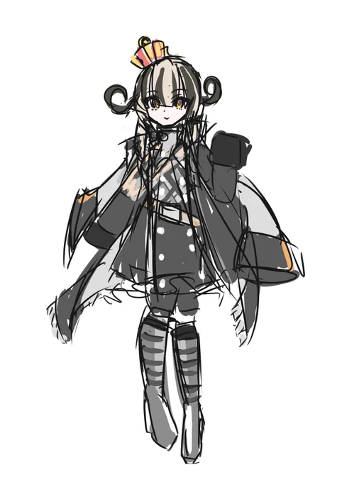 ラフとアイデアだし、黒いバイクの擬人化は難易度高いですな 