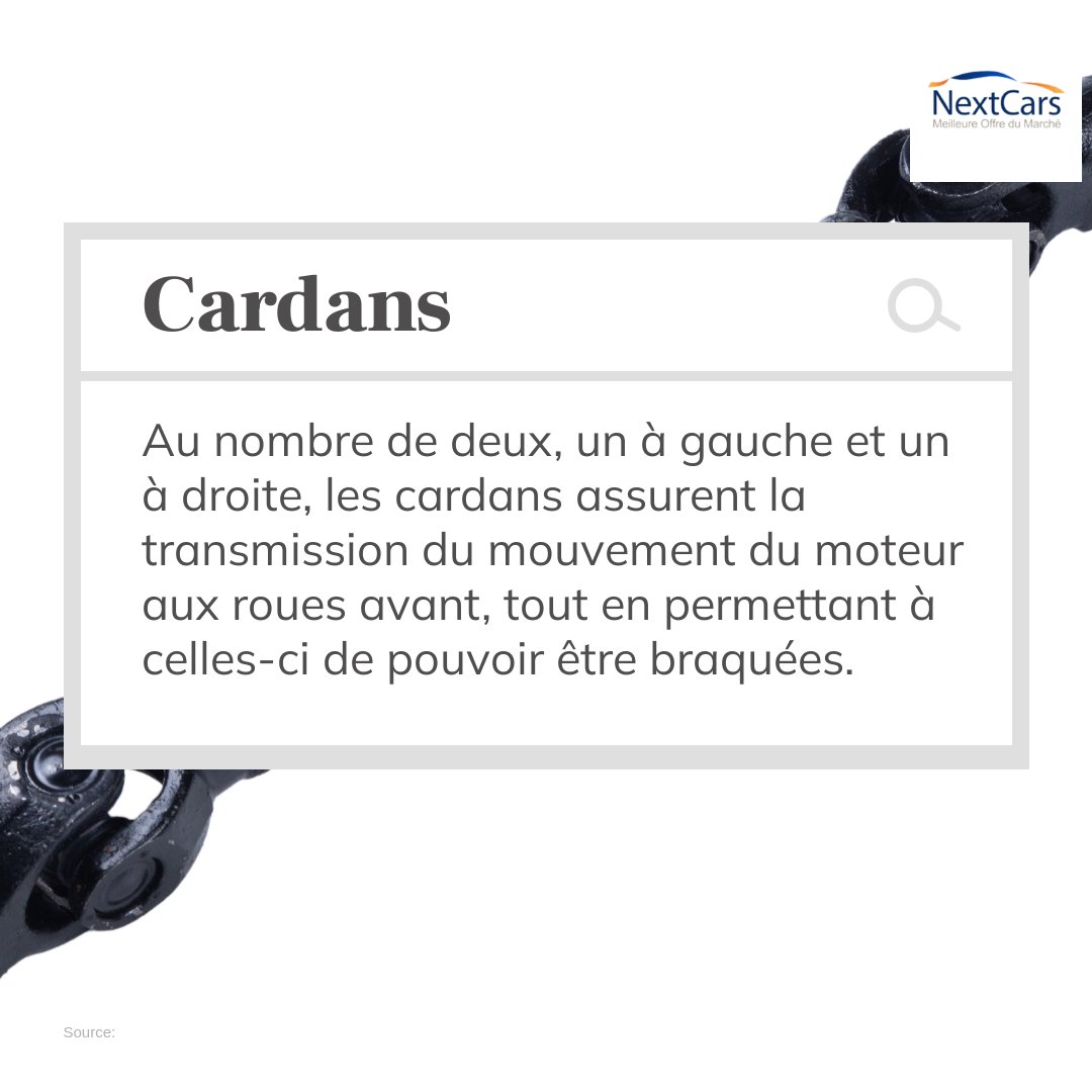 nextcars's tweet photo. À quoi servent les #cardans de voiture ? 🚗 Le cardan est en fait l'arbre de transmission. Il transmet la #puissance et le couple du #moteur vers les roues motrices. https://t.co/S1d4d6j0kO