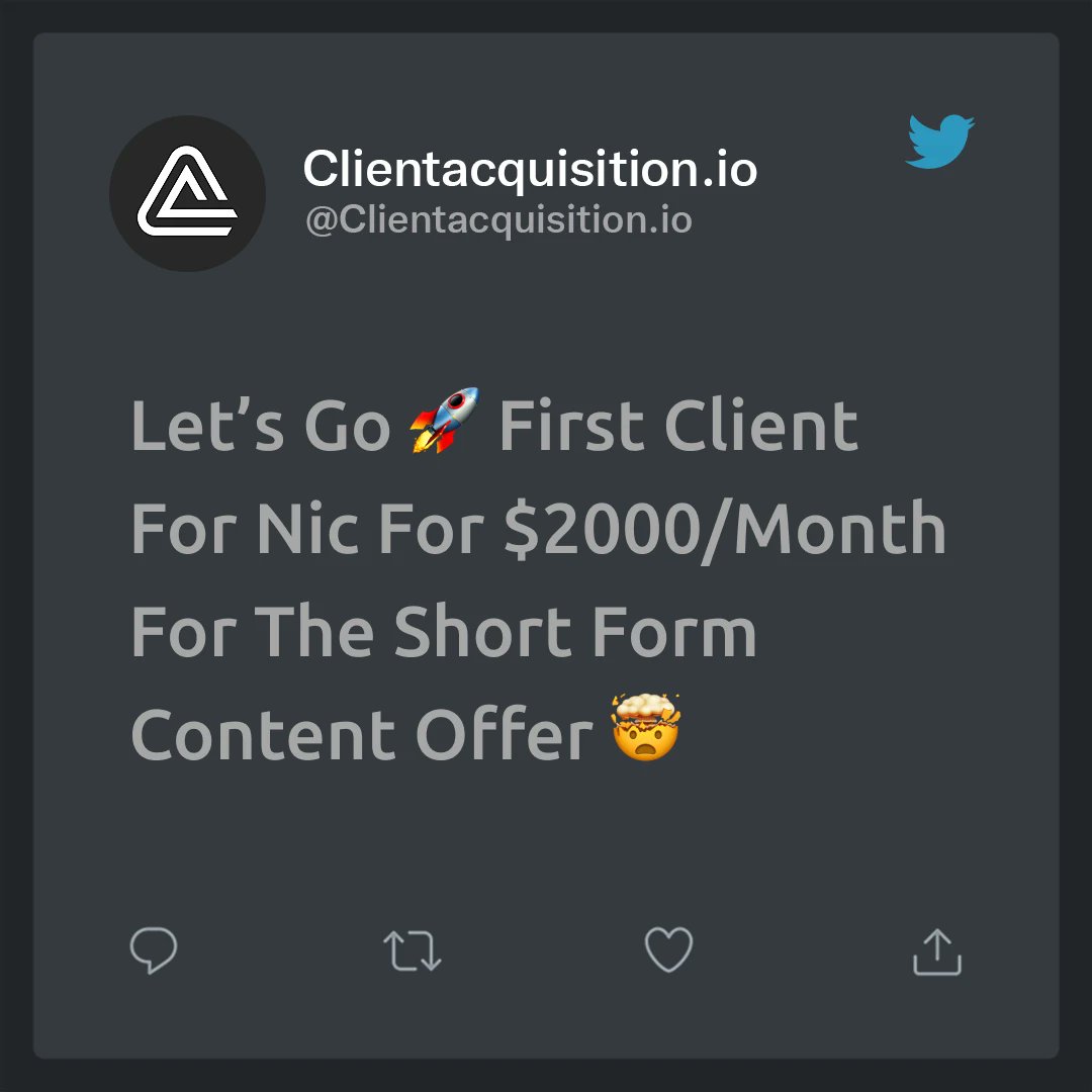 serge gatari on Twitter "Let's Go 🚀 First Client for nic for 2000/month for the Short Form