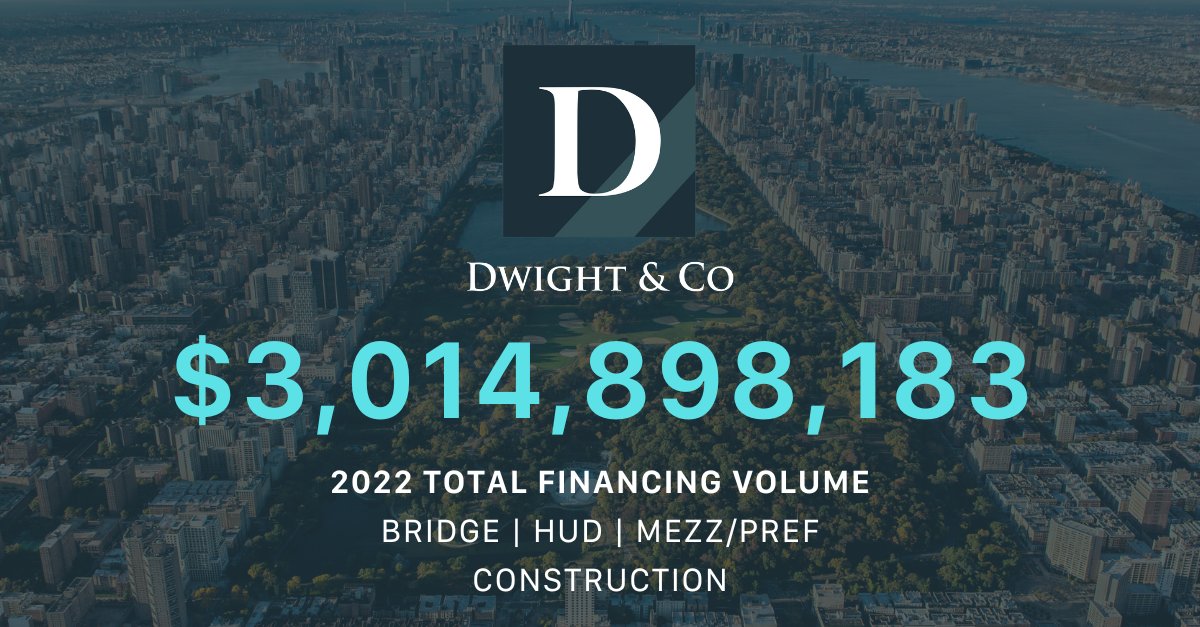 DwightCap's tweet photo. Dwight Capital and Dwight Mortgage Trust LLC End 2022 with Over $3 Billion in Financing. Read the full press release here: https://t.co/LMsosQihNc

#DwightCapital #DwightClosings #CRE #HUD #BridgeLoan #Multifamily #Healthcare #Green #EnergyEfficient #AffordableHousing https://t.co/FHhVvb8PP1