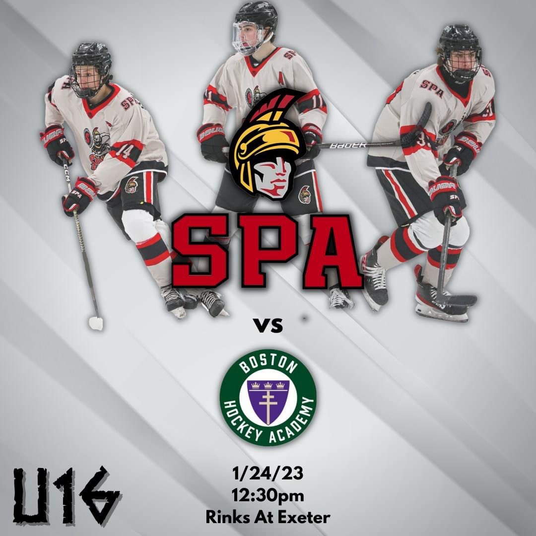 SPAhockeyNH's tweet photo. SPA GAMEDAY!
The SPA U16 team takes on @BostonHA today with a 12:30pm puck drop!
#LetsGoSPA #BEREADY https://t.co/9MHNYVxMjM