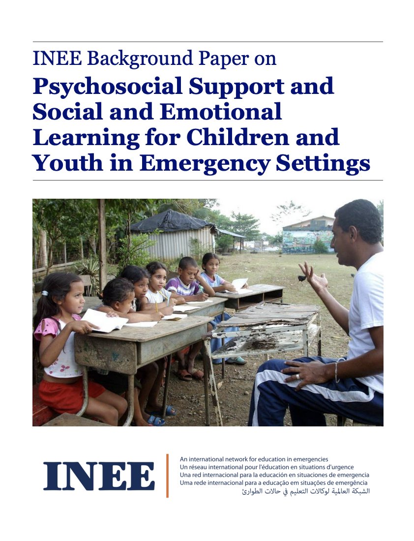 Int. #DayOfEducation 📚 we have curated a list of resources related to #MHPSS &amp; Education in Emergencies | Download 1/5 👇

📘 <a href="/INEEtweets/">INEE</a> Psychosocial Support &amp; Social and Emotional Learning for Children in Emergency Settings  🔗 bit.ly/3WEu44y (*multiple languages*)