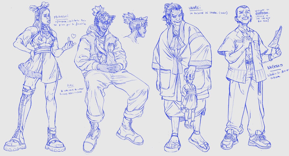 Some characters I made for <a href="/ChainZoku/">ChainZoku</a> // can’t wait to publish the manga 💖 <a href="/NuiVagab/">Nui Vagab</a> 👊🏻🖌️