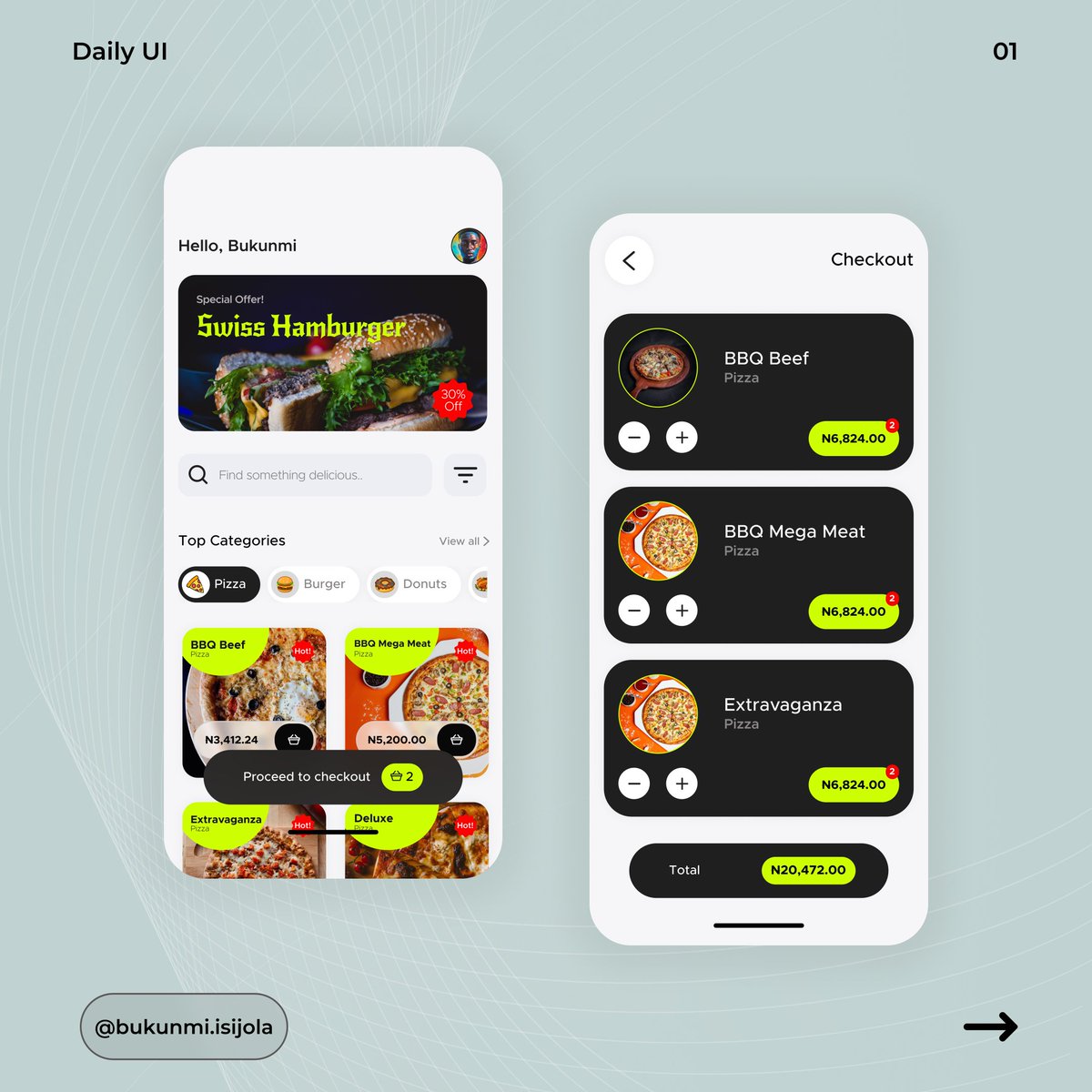 IsijolaBukunmi's tweet photo. Daily UI #1
Please share your thoughts ๐ค
#dailyui #uiuxdesigner #uiux #mobileapp #foodapp #uidesignspattern #uiinspiration #designer #mobileinteraction #interface #interfacedesign #userinterface #userinterfacedesign https://t.co/u5nfQq8IxH