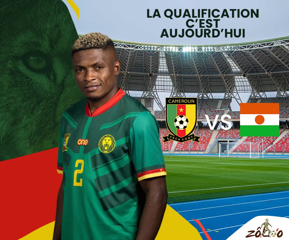 Zloo33954450's tweet photo. Ce soir, le #Cameroun va affronter le #Niger
.

Quel est ton #pronostic pour ce #match?

#Cameroun
#237community 
#LionsIndomptables 
#tousderriereleslion https://t.co/O7Lh2xtPh9