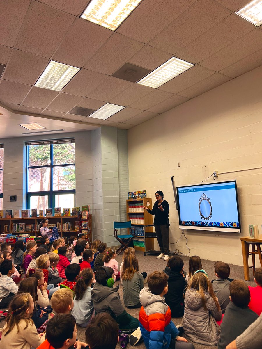 MissThill2's tweet photo. Author @henakhanbooks visited Jamestown to share about her writing, and making books that reflect who she is! Great visit and awesome author to inspire and teach our students at @JamestownAPS https://t.co/qihUQUI9op