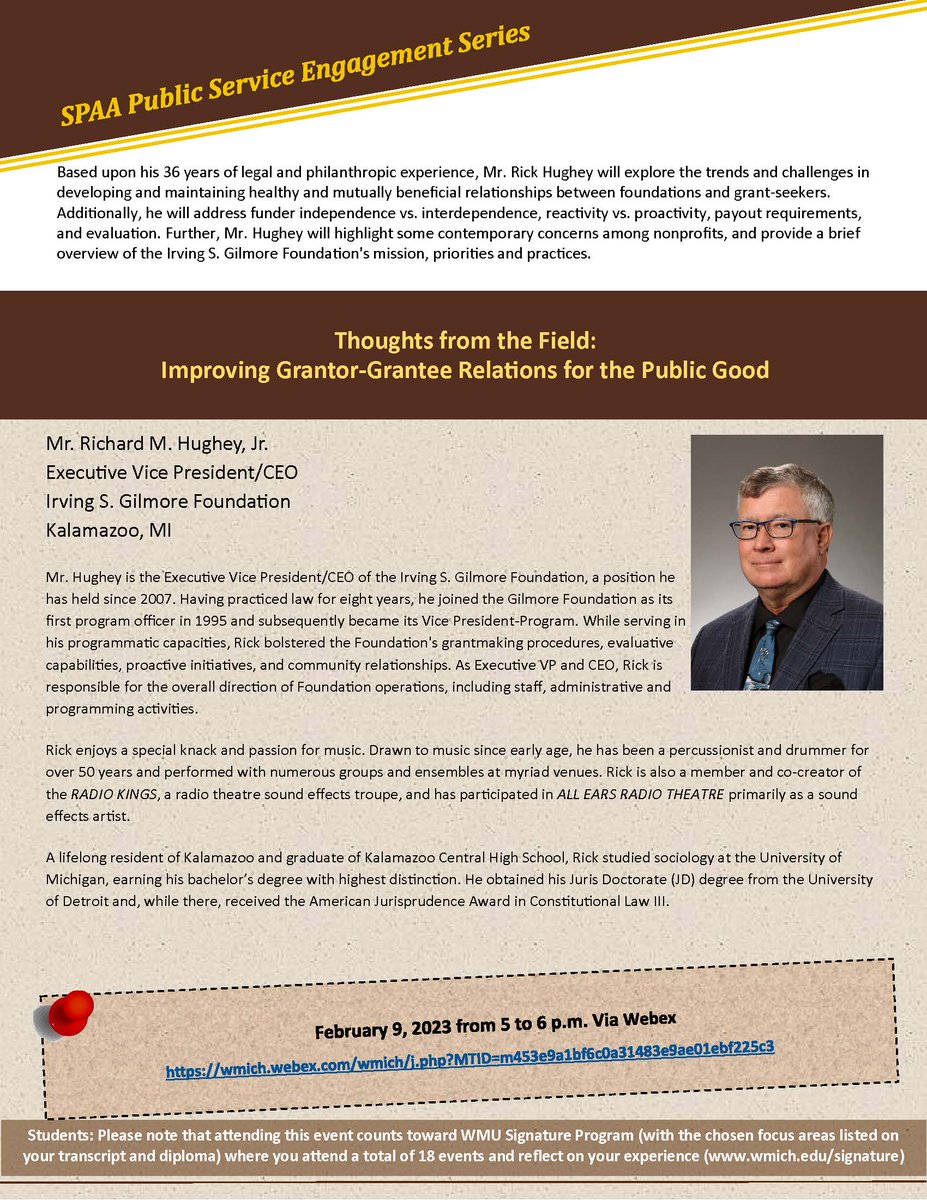 WMUSPAA's tweet image. For link to presentation go to wmich.edu/spaa/events