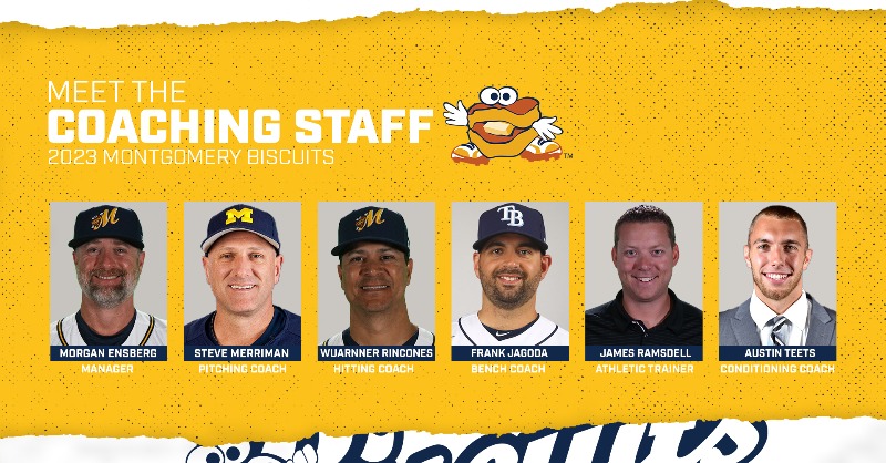 BiscuitBaseball's tweet photo. Morgan Ensberg returns to Montgomery along with new and returning coaches as we draw closer to the 2023 season!