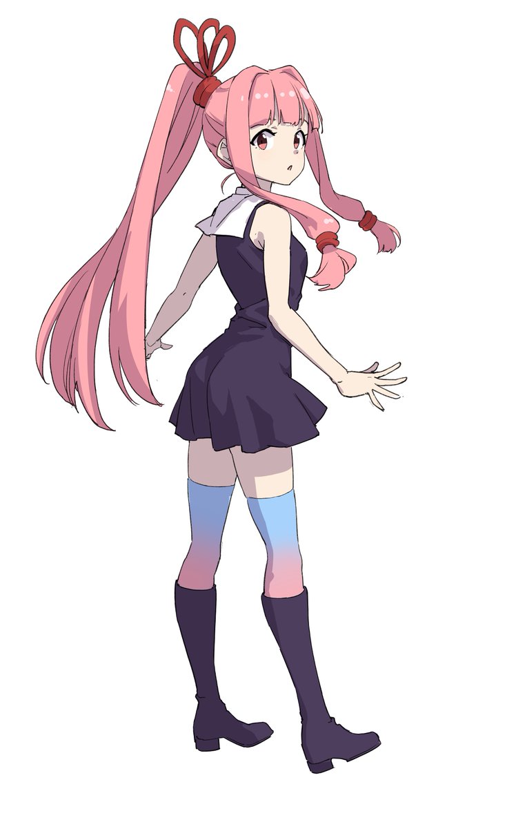 kotonoha akane 1girl solo pink hair dress long hair thighhighs boots  illustration images