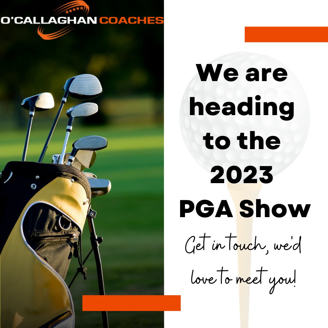 We are on our way to the PGA Show in Orlando, Florida! Looking forward to meeting up with some of our clients there and if you're in the area and would like to meet just give us a shout 🙂 
#pga2023 #pgashow #luxurycoachtravel #chauffeurservice #golftours  #tourismireland