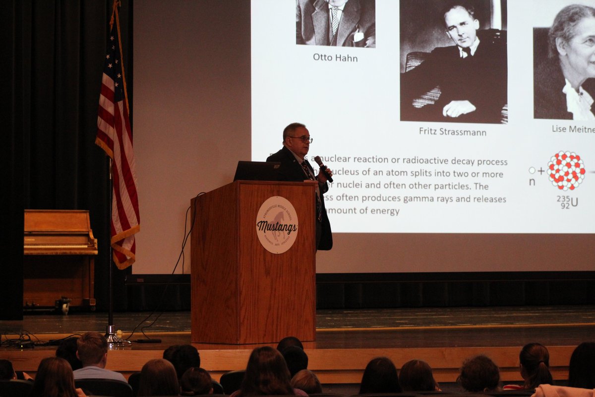 Thank you to <a href="/NASAglenn/">NASA's Glenn Research Center</a> Astrophysicist Jeff Woytach for visiting Strongsville Middle School today. Mr. Woytach spoke to our 6th grade honors students about the history of the development of nuclear energy and how that has led to space exploration. #BeTheDifference