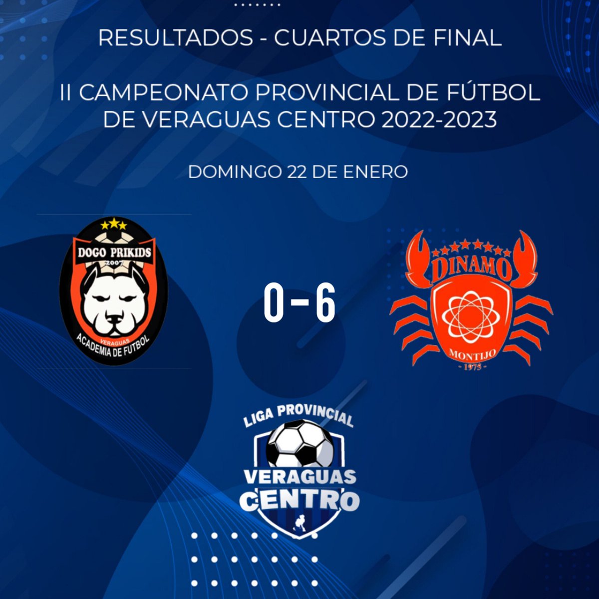 Resultados del domingo en los Cuartos de final del 2do Campeonato Provincial de Fútbol de Veraguas Centro 2022-2023 🏆⚽

Avanza Dinamo a semifinales

#SomosVeraguasCentro ⚽