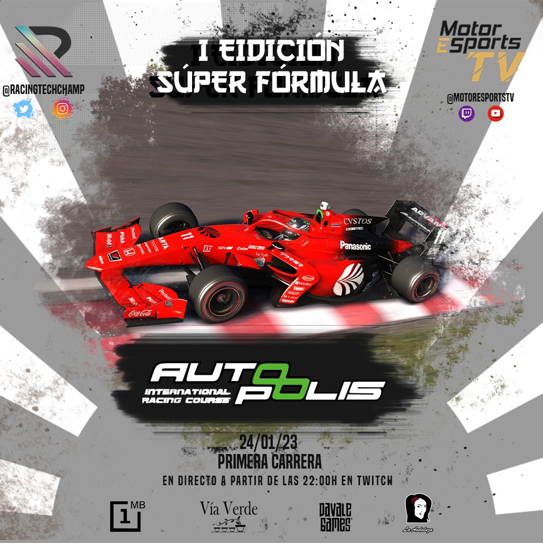 RacingTechChamp's tweet image. ¡¡Arranca el campeonato!!

Primera carrera puntuable del campeonato. Decoraciones que ya salen a la luz, fuego real en pista. Circuito que no perdona, Autopolis!!

Os esperamos en el directo a partir de las 22h