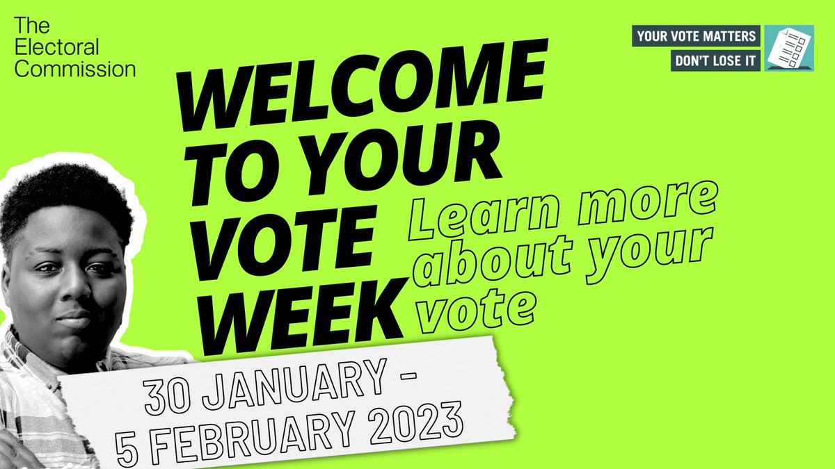 📢📢 30 01 23 - Welcome to Your Vote Week starts!
Find out more:
electoralcommission.org.uk/welcome-your-v…
#WelcomeToYourVote #OurDemocracy