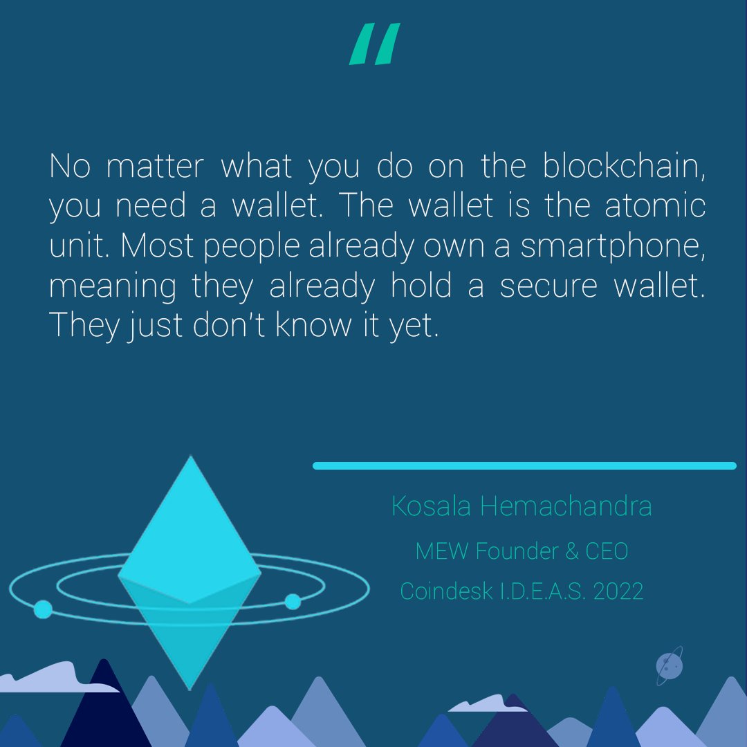 Embrace the future of finance with the secure #crypto wallet hiding in plain sight - your smartphone! 📱🔐 Founder and CEO of @myetherwallet, Kosala @kvhnuke_ Hemachandra on #CoinDeskIDEAS ✨ Download MEW Wallet: mewwallet.com