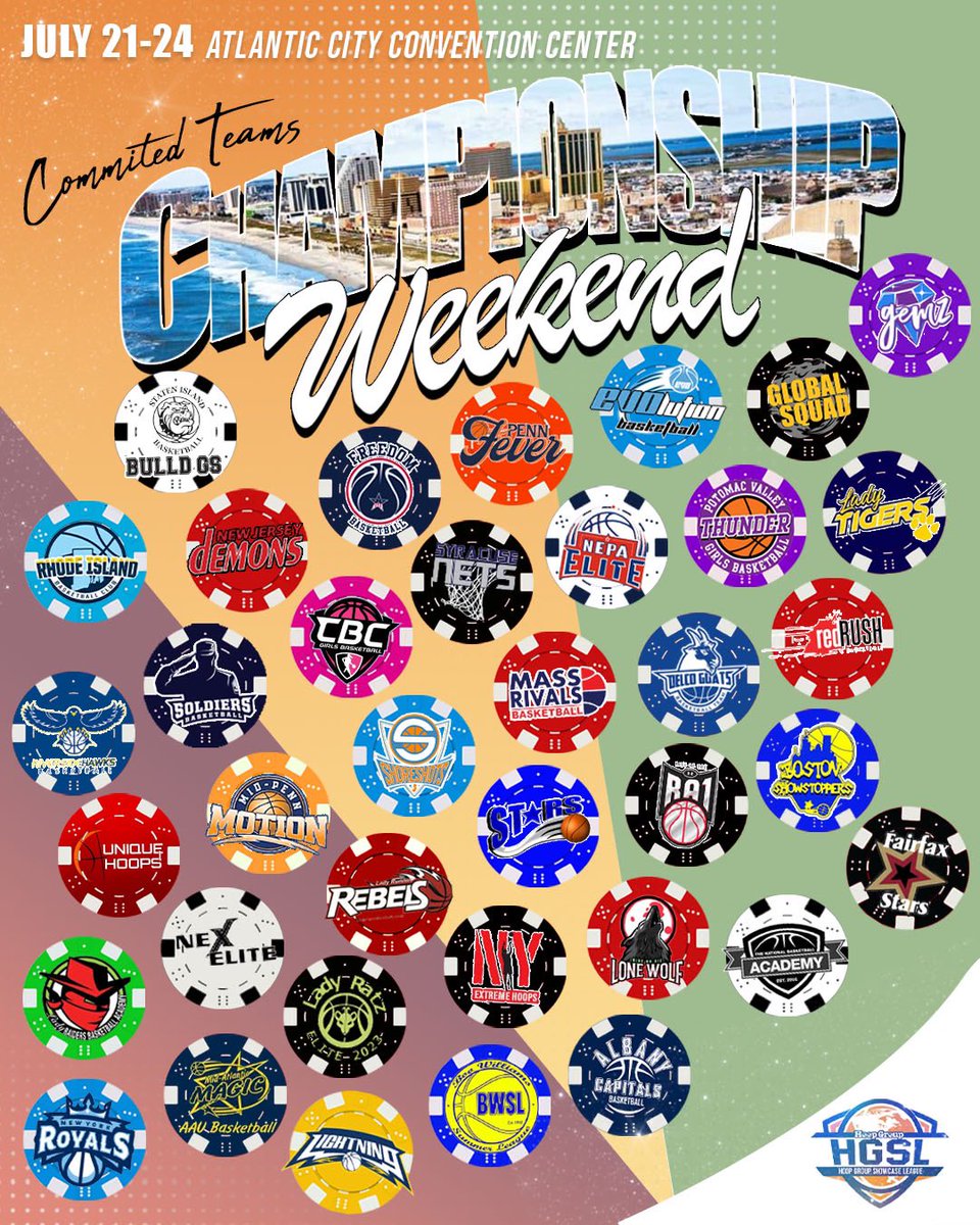📢SCHEDULE ANNOUNCEMENT📢

🏆 2023 Championship Weekend will be coming to…ATLANTIC CITY!

🗓 July 21-24
📍 AC Convention Center
🏀 5+ games

Teams from the HGSL, EYBL, and other top independents come together to finish off the summer with one of the best events in the NATION!