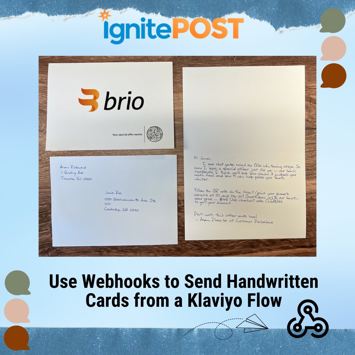 Klaviyo handwritten cards: how do you send handwritten cards from a <a href="/klaviyo/">Klaviyo</a> Flow?
 Watch this video to learn how to use 𝑾𝒆𝒃𝒉𝒐𝒐𝒌𝒔 to send handwritten cards from a Klaviyo Flow.

📹youtube.com/watch?v=KNWMS5…