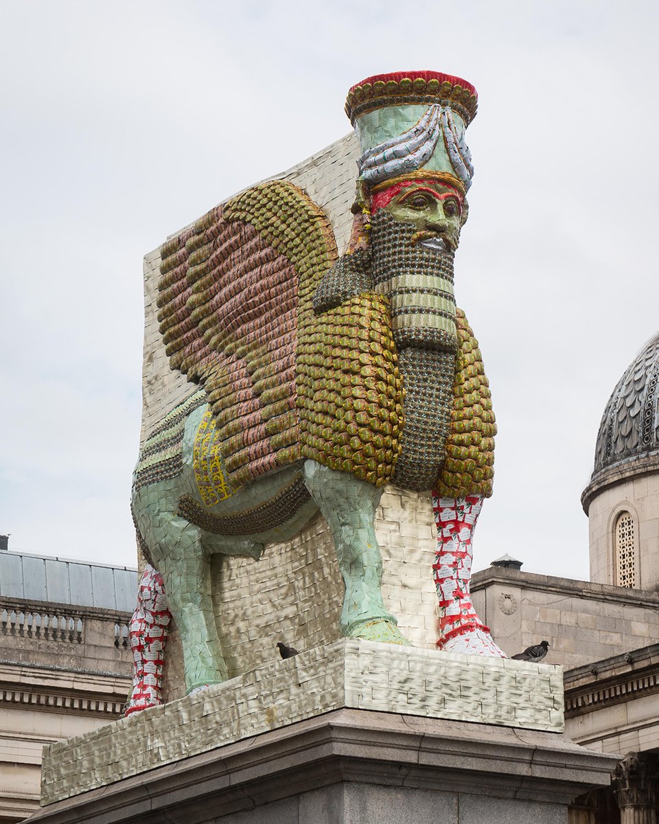 Rakowitz refers to his large-scale copy of the Lamassu, created using date syrup tins as a ‘ghost’. It serves as a placeholder, commemorating cultural loss.

Learn about Rakowitz’s practice, which repositions complicated cultural histories: nashersc.org/2n3Vgyq