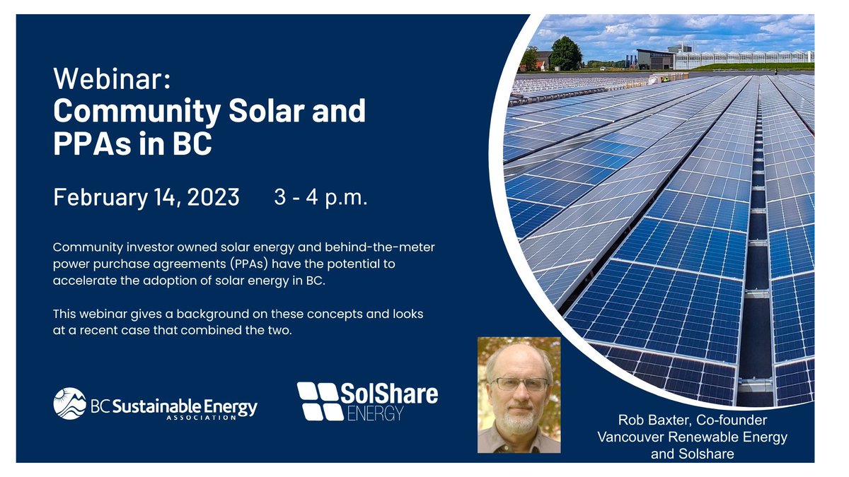 SolShareEnergy's tweet photo. An opportunity to learn more about SolShare coming up with @BCSEA 
More info: https://t.co/Rle4gYvmOO
To register: https://t.co/izxqsbR4Z1 https://t.co/iRkgI8UHvY