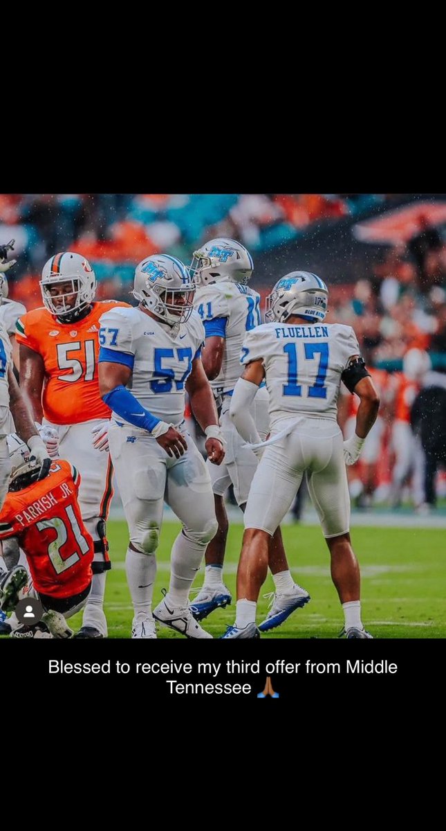 JamarBirden's tweet photo. Blessed to receive my third offer from Middle Tennessee 🙏🏾@WareFootball https://t.co/mytMh26bR1