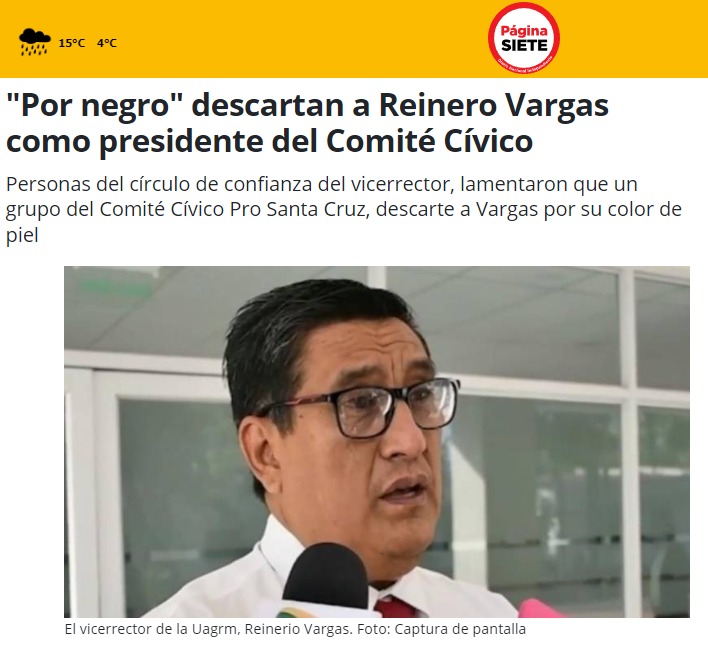 BoliviaLibreNow's tweet photo. QUE SE SIENTE SER DISCRIMINADO...
Reinero Vargas ? https://t.co/IRVHD8pAwx