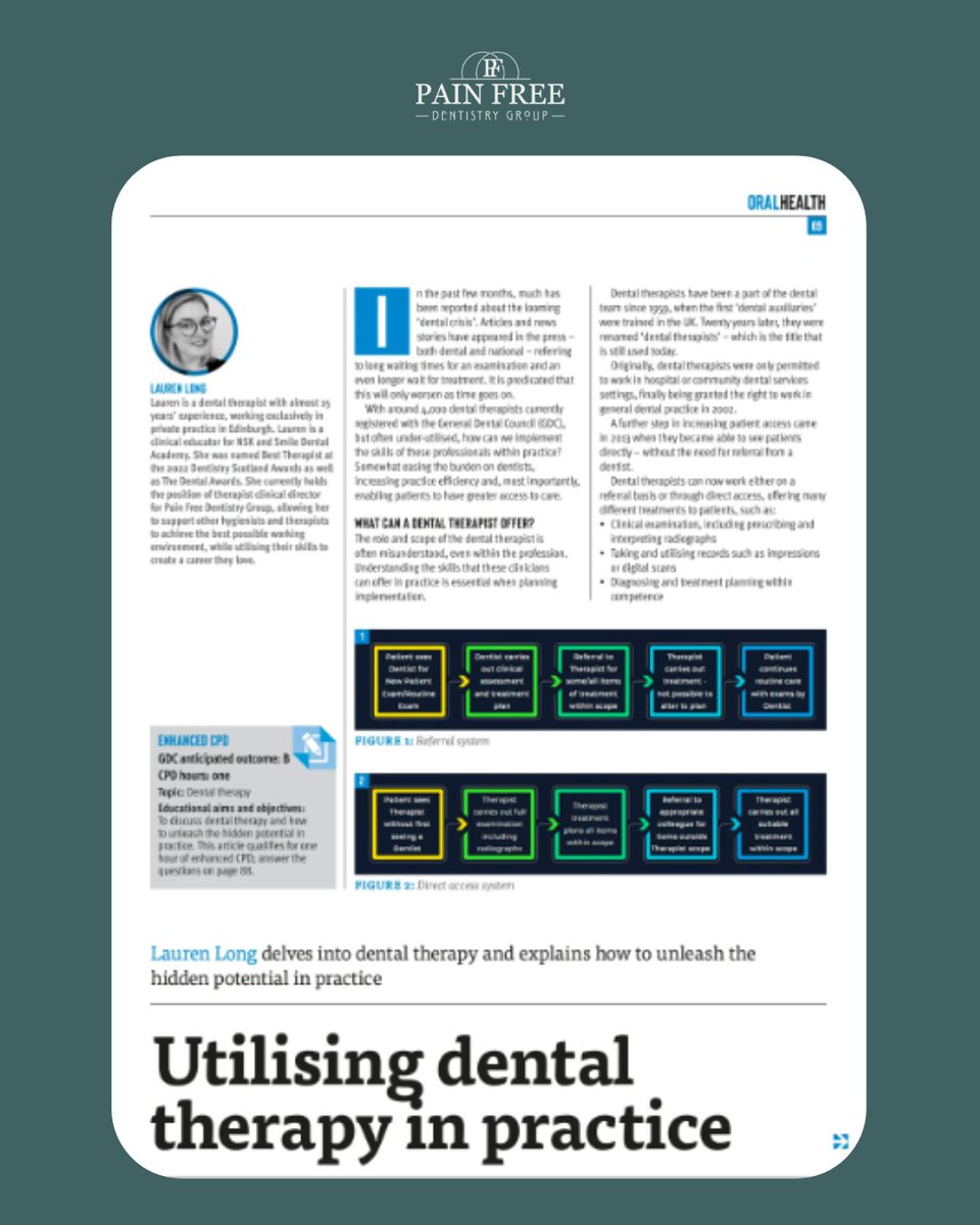 Our dental therapist Lauren wrote an article for Clinical Dentistry Magazine January 2023👏🏻

Click here to read: dentistry.co.uk/clinical-denti…

#clinicaldentistry #edinburgh #dentaltherapist #dentaltherapy
