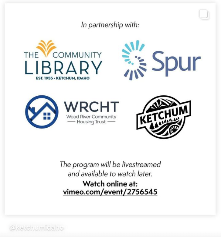 5B_CAN's tweet photo. Check out this amazing event hosted by The City of Ketchum, tonight from 6-7 pm at the Community Library. https://t.co/RJprno5Qxj