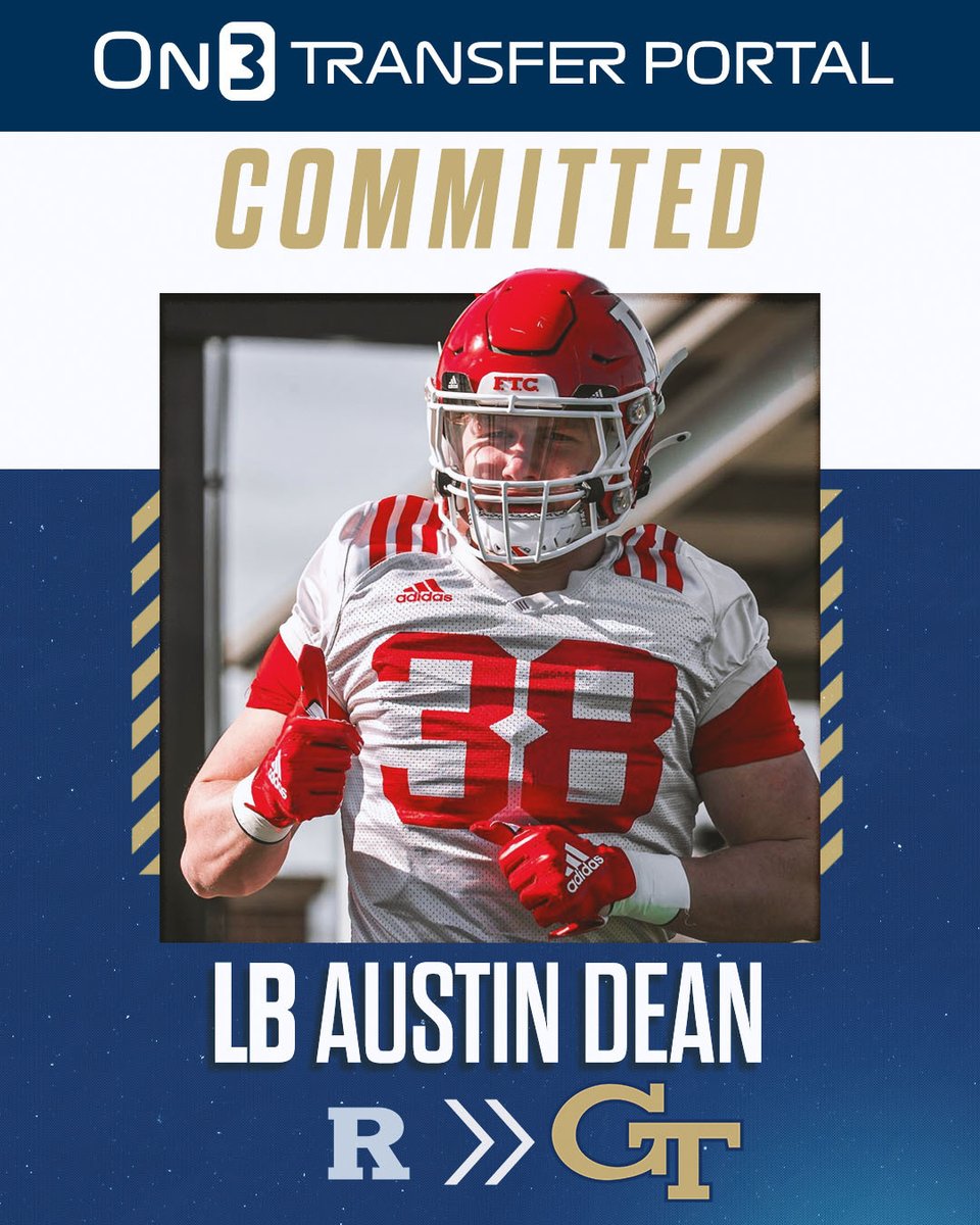 🚨NEW🚨 Former Rutgers LB Austin Dean has committed to Georgia Tech.

Story: on3.com/transfer-porta…