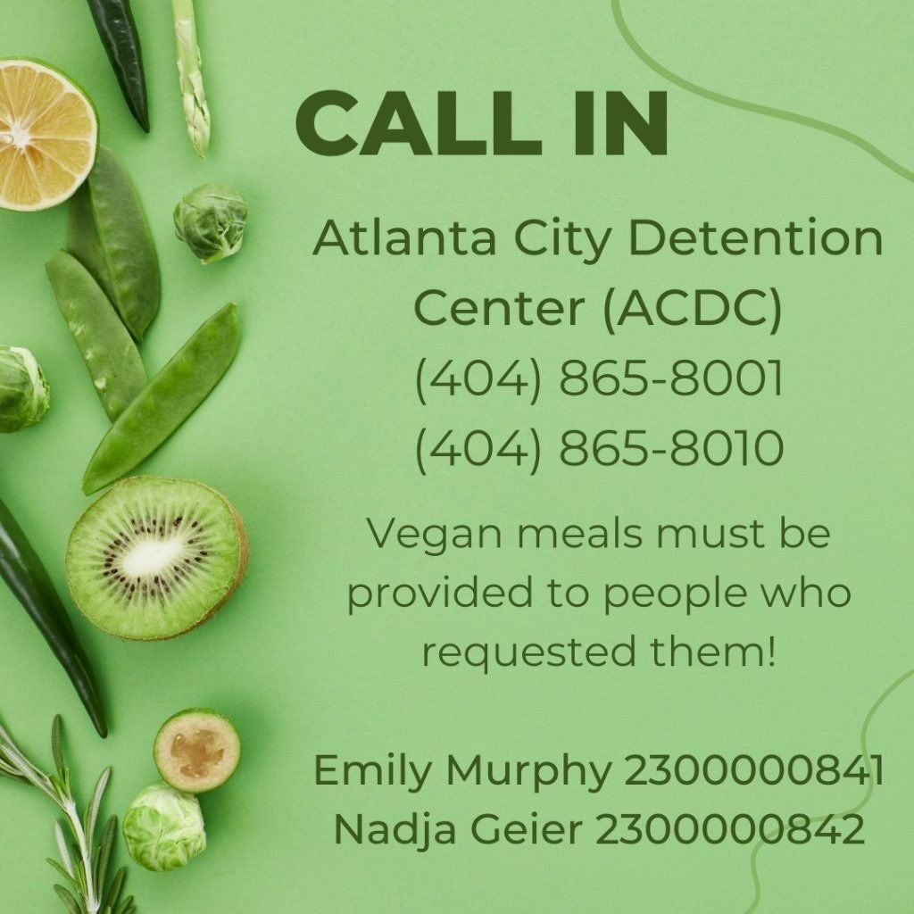 defendATLforest's tweet photo. Call-in today to support forest defenders being denied meals at Fulton County Jail and Atlanta City Detention Center!
 
404-613-2145 
404-612-5100
404-865-8001
404-865-8010

Donate to their legal defense: https://t.co/TXZrob9M7k https://t.co/1ZWFlbrr1Q