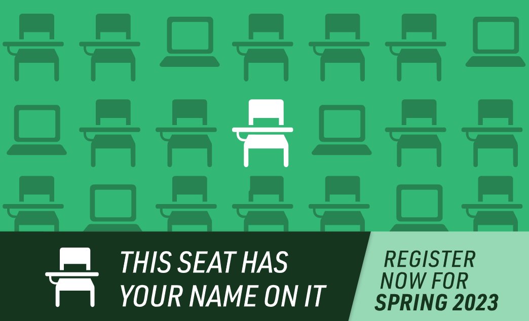 BristolCC's tweet image. This seat has your name on it! There’s still time to register for Spring 2023. Need more time? We have Flex Start courses beginning February 7. Learn more at BristolCC.edu/Register.