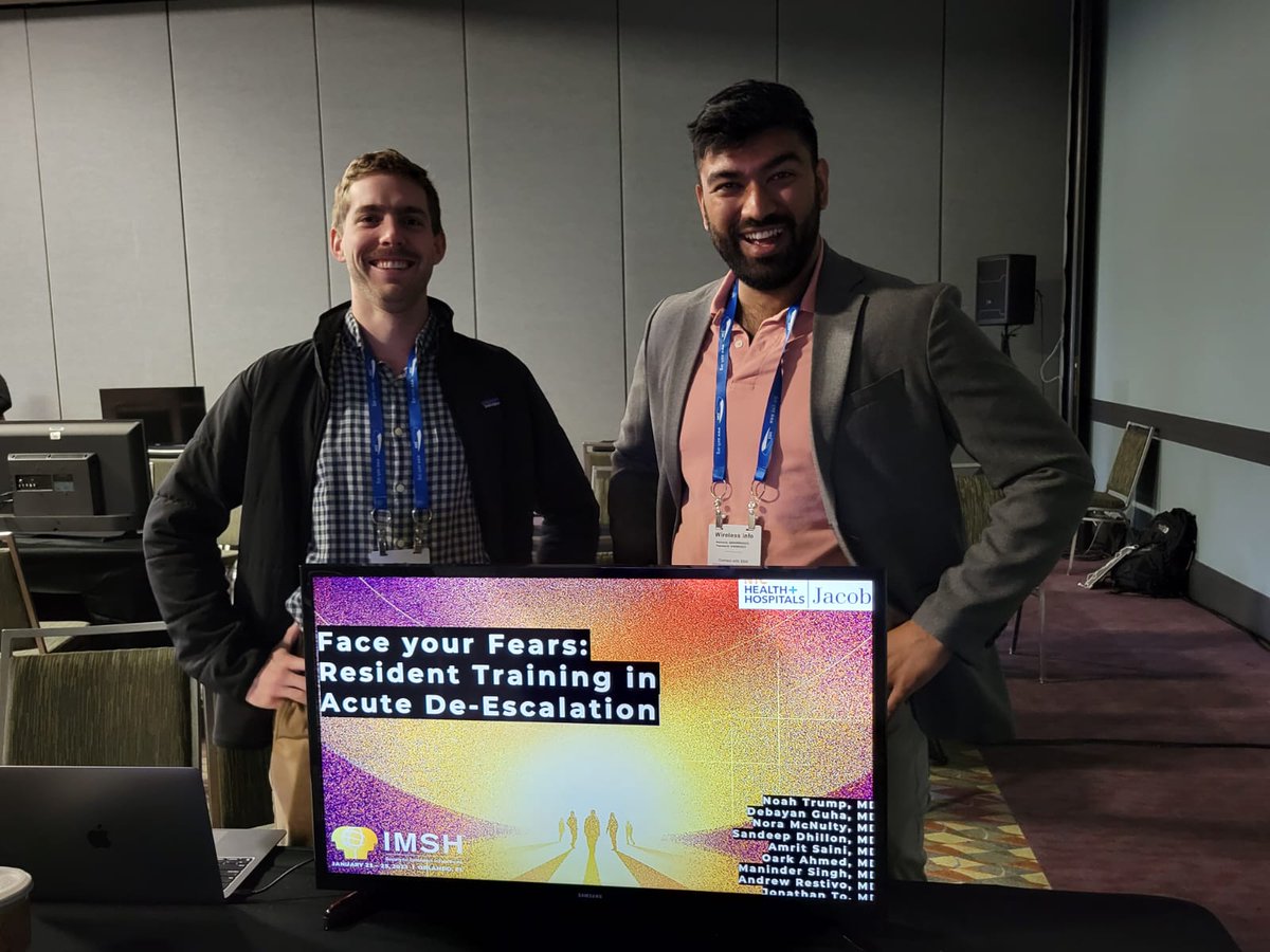 MSingh_MD's tweet photo. Day 3 of #IMSH2023: a Panel discussion and a Hot Topics presentation on our experiences using in situ sim as a quality improvement tool to improve our Emergency Department response to Behavioral Health Emergencies and watching mentor @learn_remember receive a well deserved award! https://t.co/x2LGT6FJIR