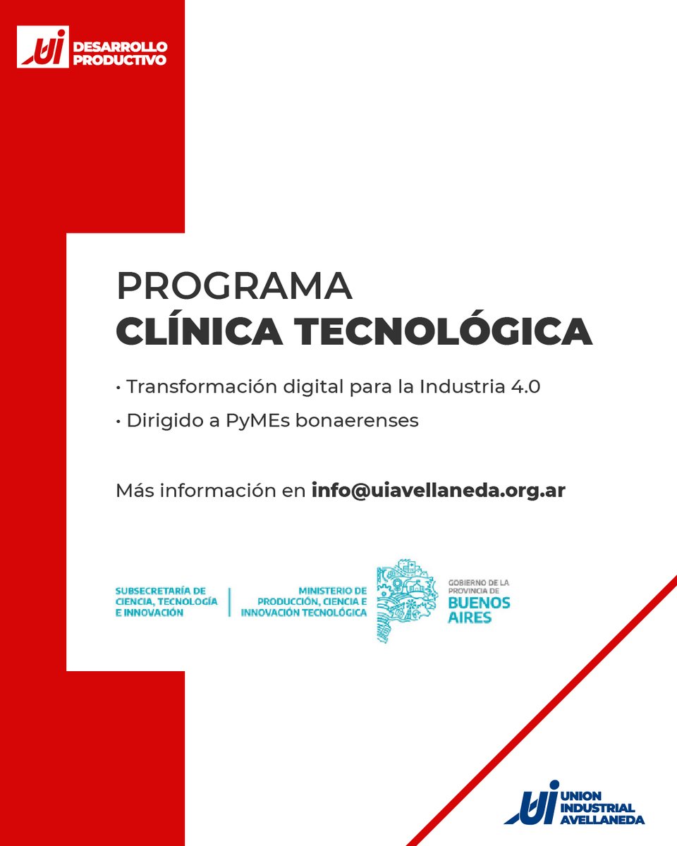 Uiavellaneda's tweet photo. 👉 "Clínica Tecnológica" es un programa que tiene como objetivo mejorar la competitividad de las PyMEs de la provincia a través de la articulación con el sistema de ciencia y tecnología

📱 ¡Escribinos! Desde nuestro Dpto. de Desarrollo Productivo estamos para resolver tus dudas. https://t.co/ogx6Q8SqgH